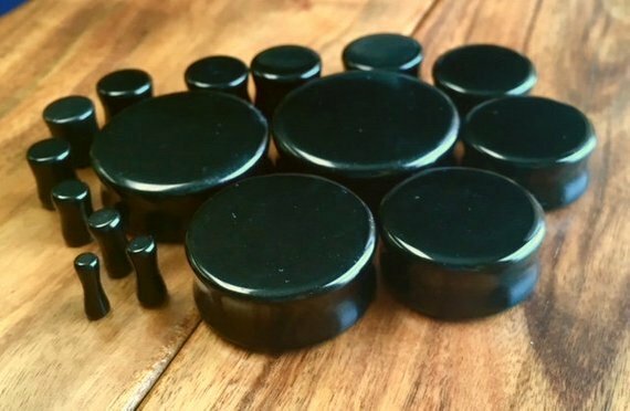 PAIR Black Onyx Organic Stone Plugs Gauges – up to 38mm available!