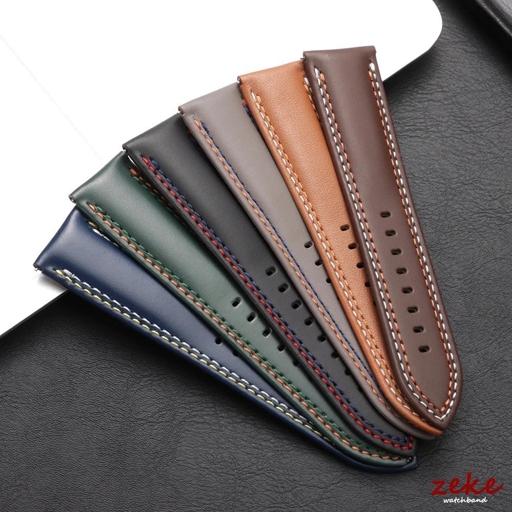 Genuine Calfskin Leather Watch Band 18mm 20mm 22mm 24mm Butterfly Buckle Strap