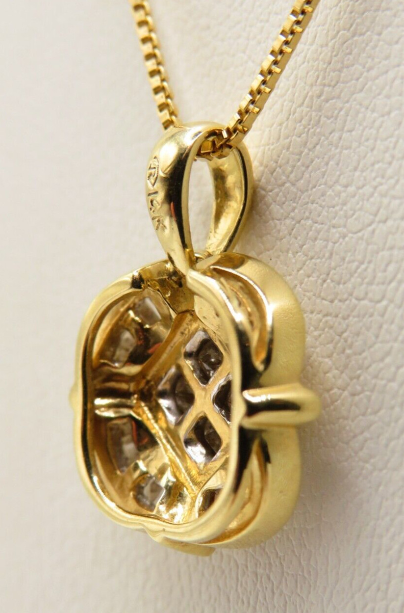 14K YELLOW GOLD PENDANT w 4 PRINCESS CUT & 22 TAPERED BAGUETTE DIAMONDS – ¾” H*