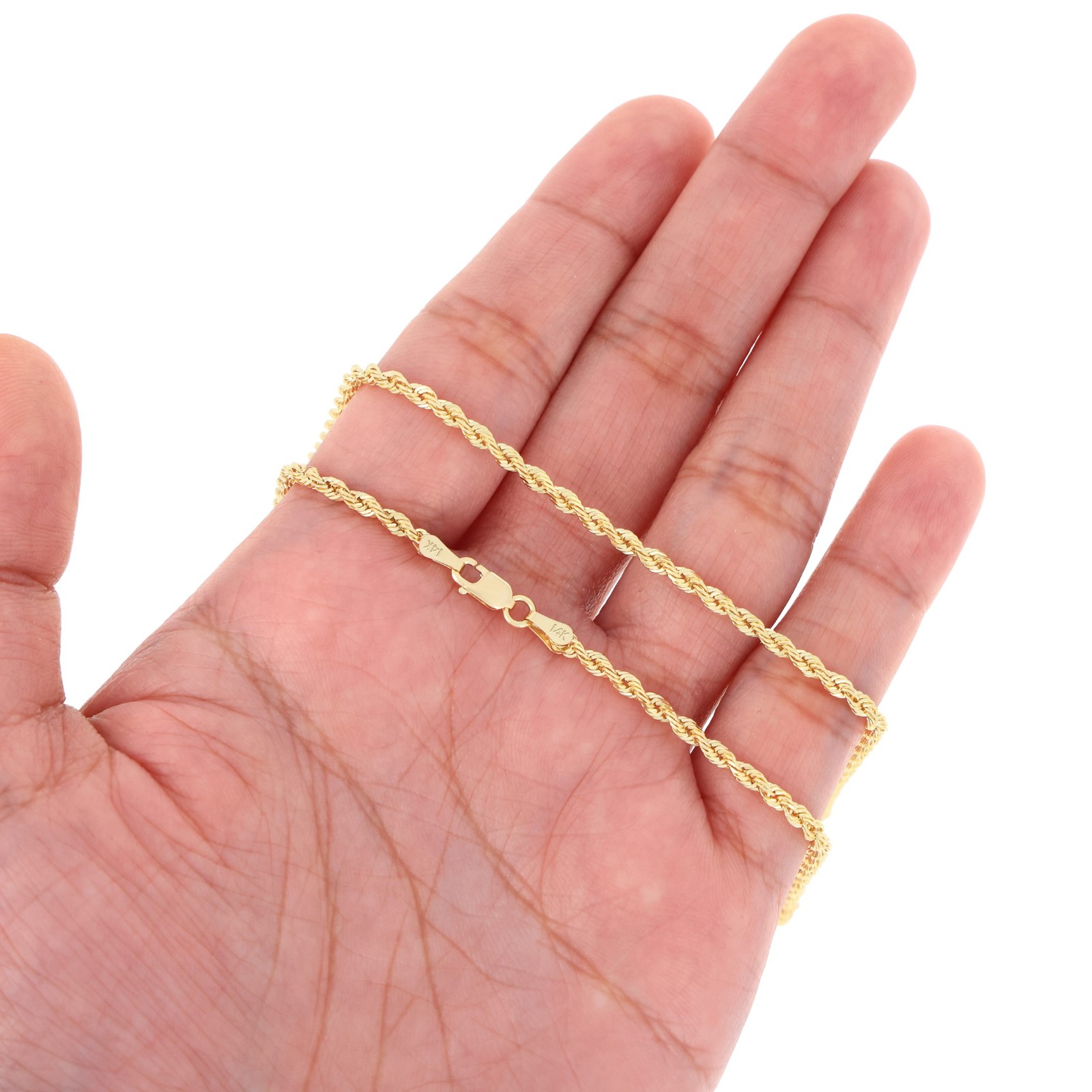 14K Yellow Gold 2mm-10mm D/C Rope Chain Bracelet Mens Women 7″ 7.5″ 8″ 8.5″ 9″