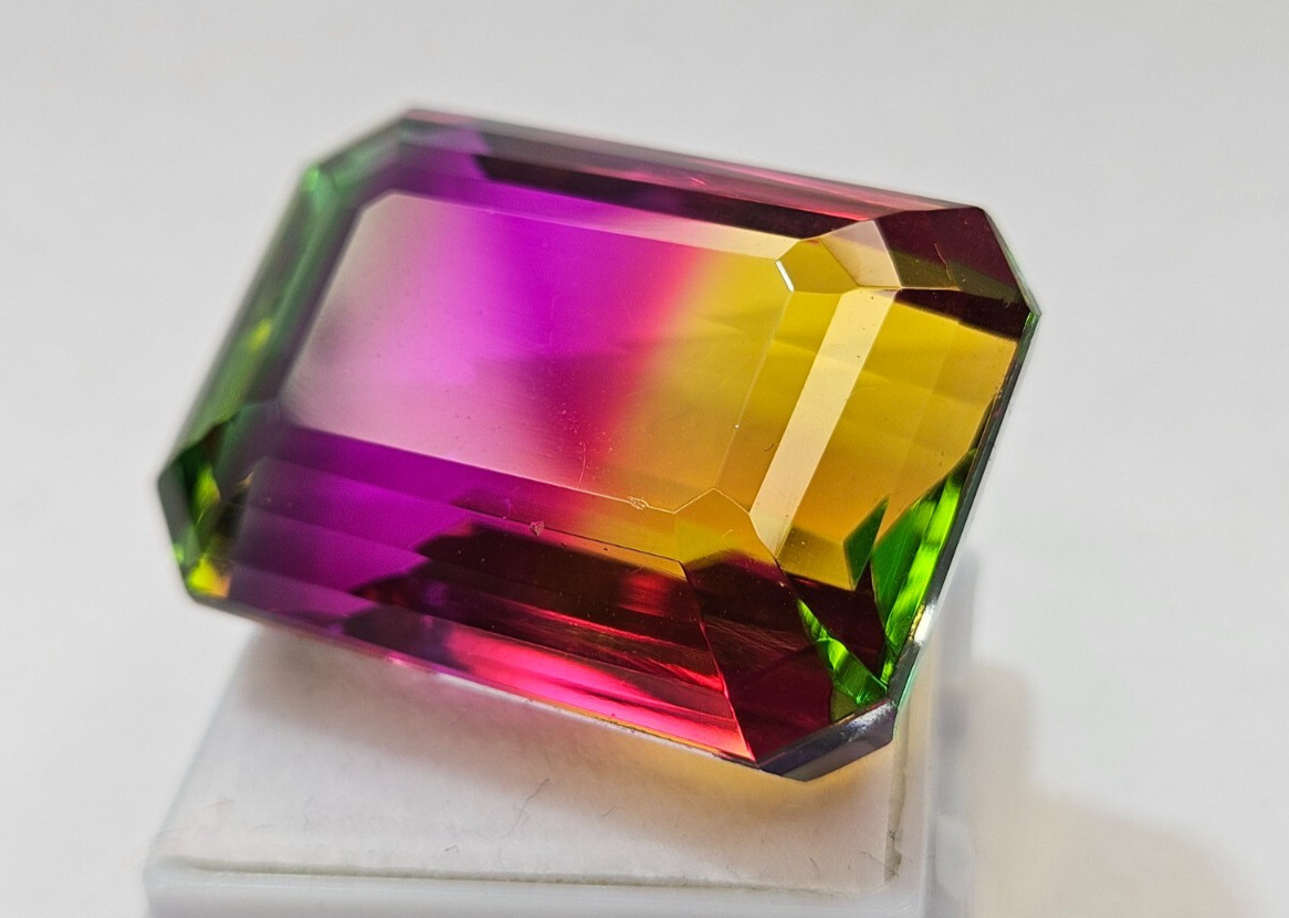 Bi-Colour Natural Tourmaline Emerald Cut 80+ Ct Loose Certified Quality Gemstone