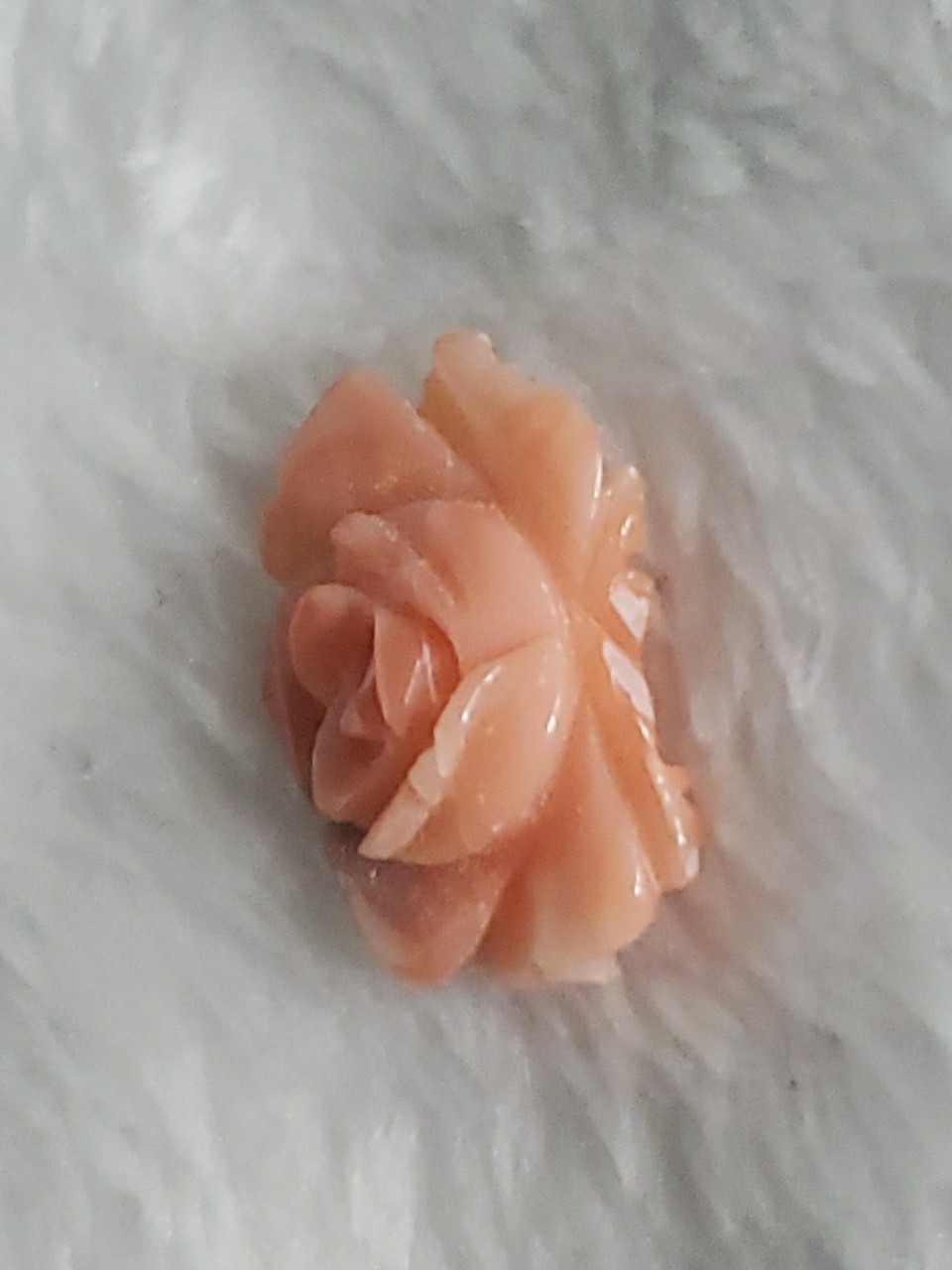 Vintage Hand Carved Pink Coral Floral Rose Loose Gem Jewelry Projects 15mm