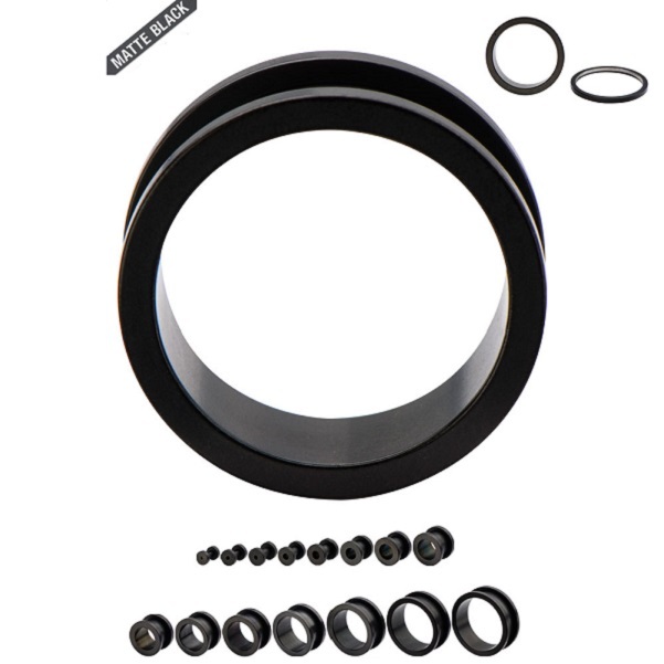 Solid Matte Black Double Flared Screw-Fit Tunnel – Sold as a pair – 12G to 9/16″