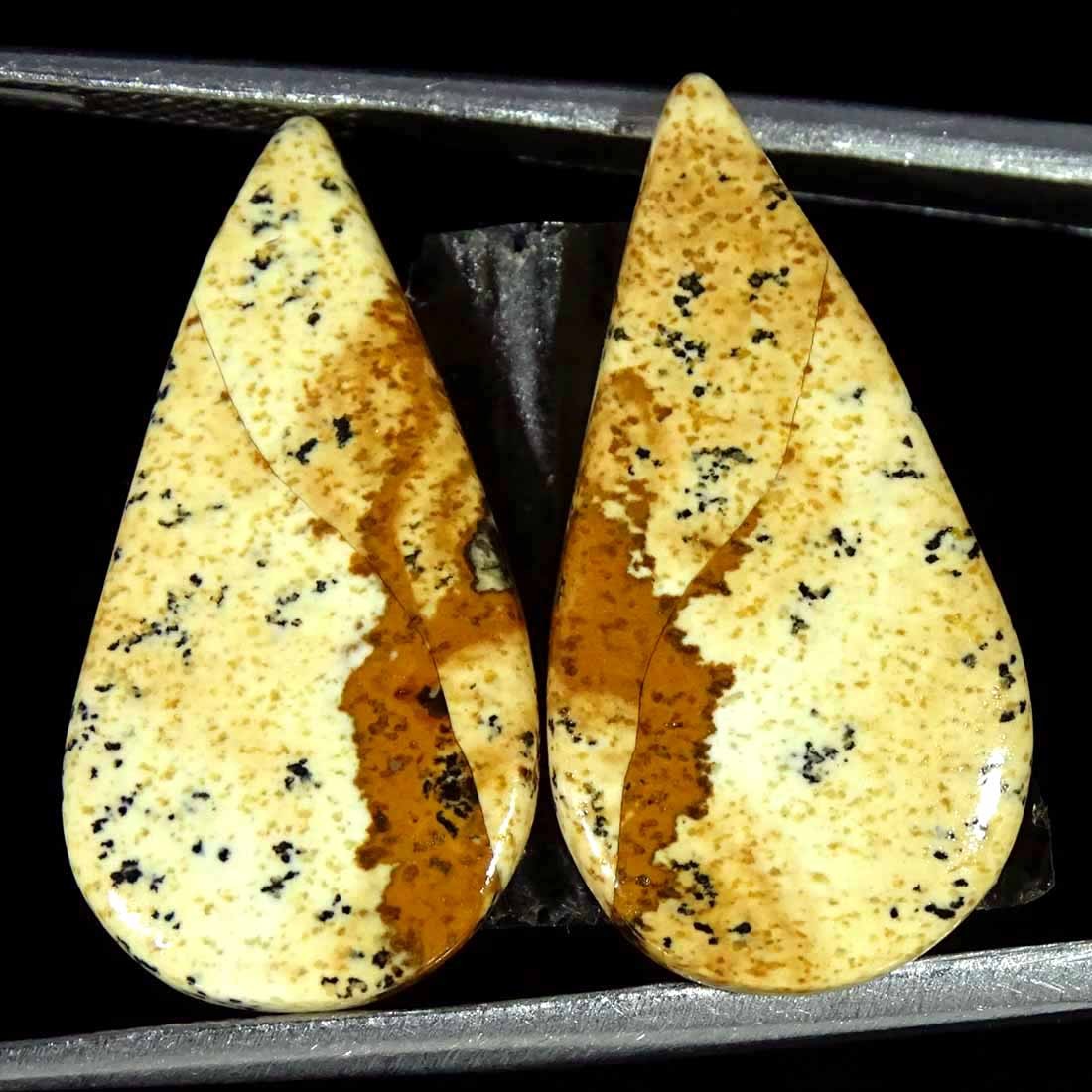 14.70Cts Natural Picture Jasper Cabochon Loose Gemstone Pair 12x23x3mm Pear