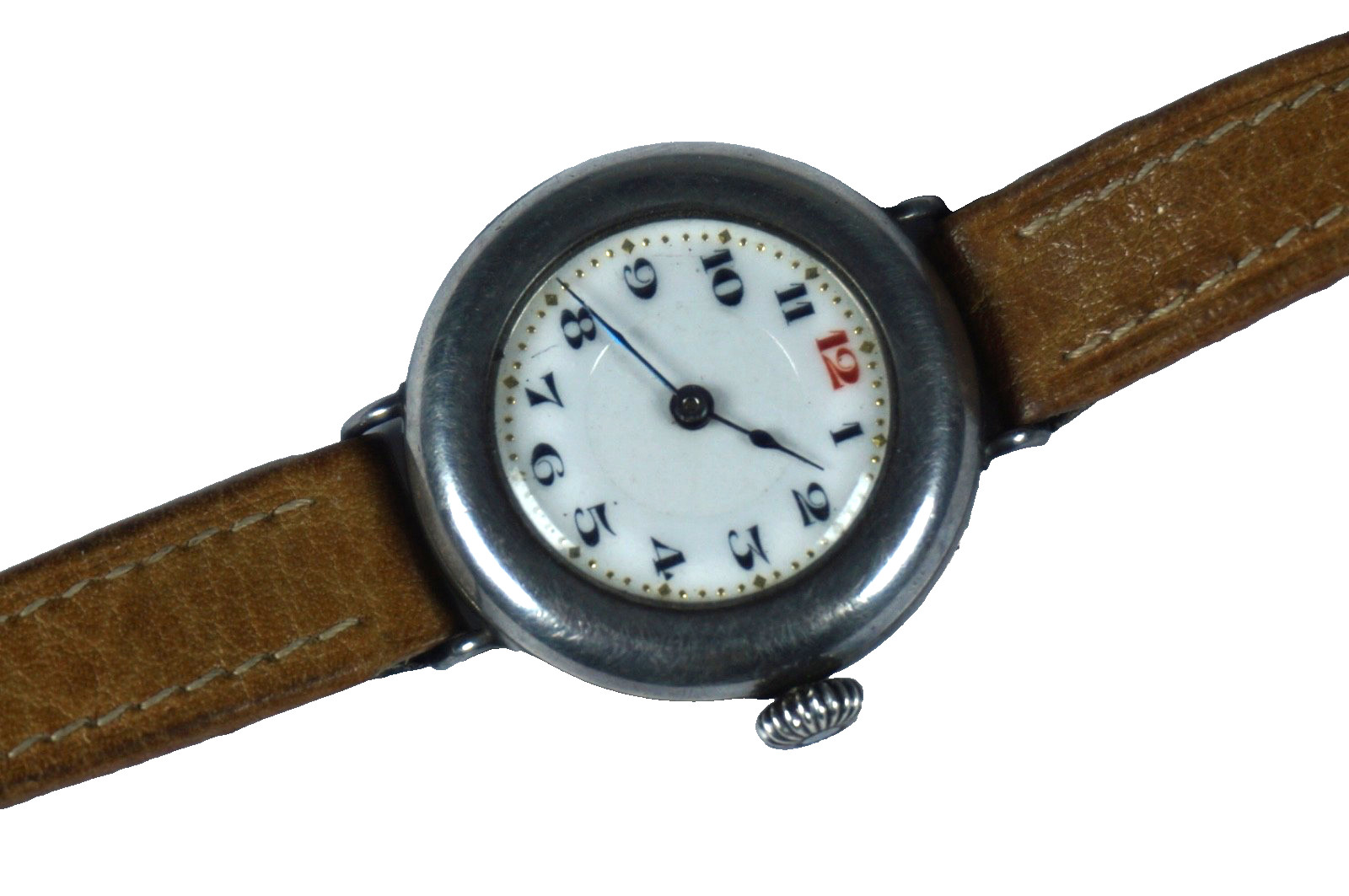 A Fully Hallmarked Sterling Silver Cased Early 20th Century Enamel Dial Watch