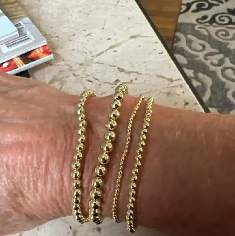 Gold Filled 5mm Round Beads Beaded Bracelet Layering Minimalist Women Bracelet