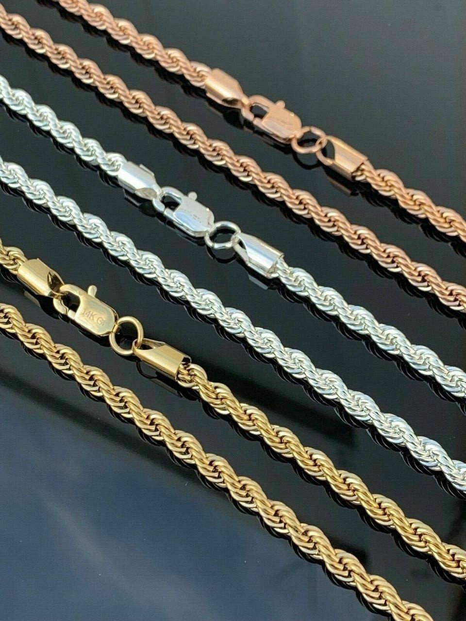 Rope Chain Yellow Rose Gold Plated Over Solid Stainless Steel – 2-6mm 18-30″