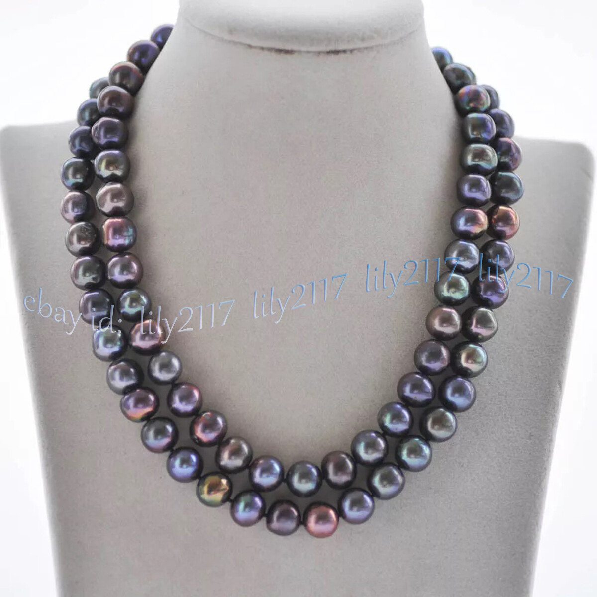 Genuine Natural Peacock Black Freshwater Pearl Necklace Jewelry 14-100″ 7-8mm