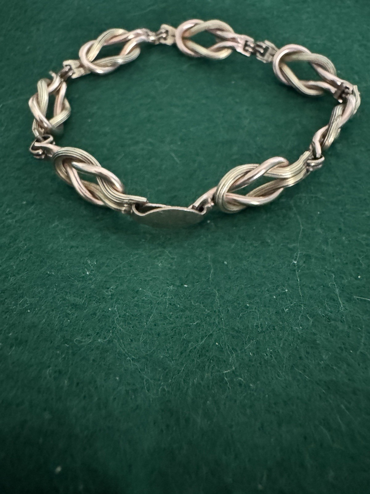 Vintage 12K GF Gold Filled Rose & Yellow Gold Love Knot Bracelet 8”