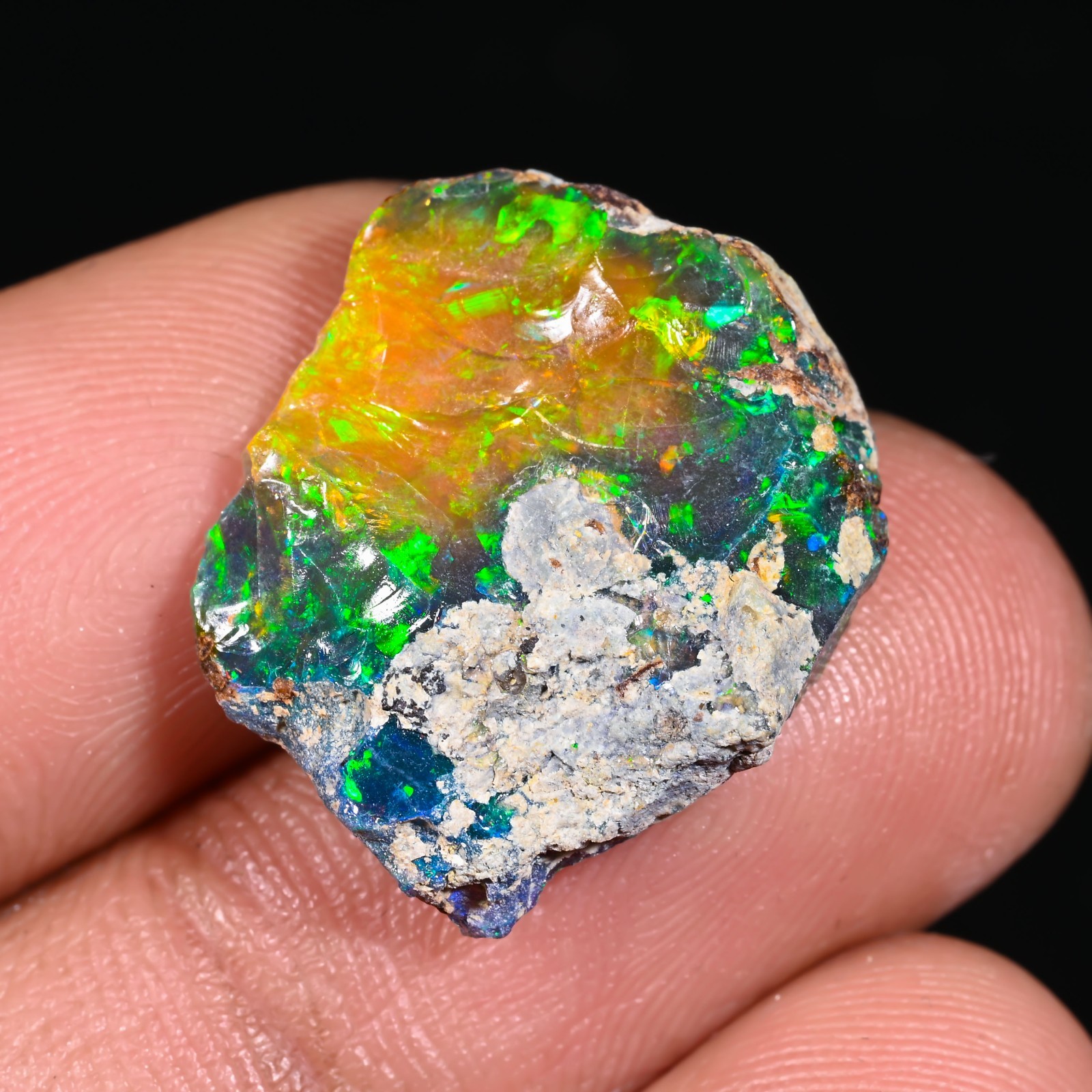 10 Ct Black Ethiopian Opal Rough, Jewelry Grade Welo Opal Rough, Multi Fire Opal