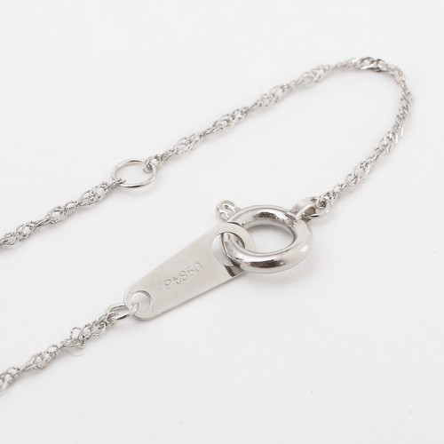 8mm White Akoya 850 Solid Platinum 0.8mm Singapore Chain Necklace 16.5″ MIJapan