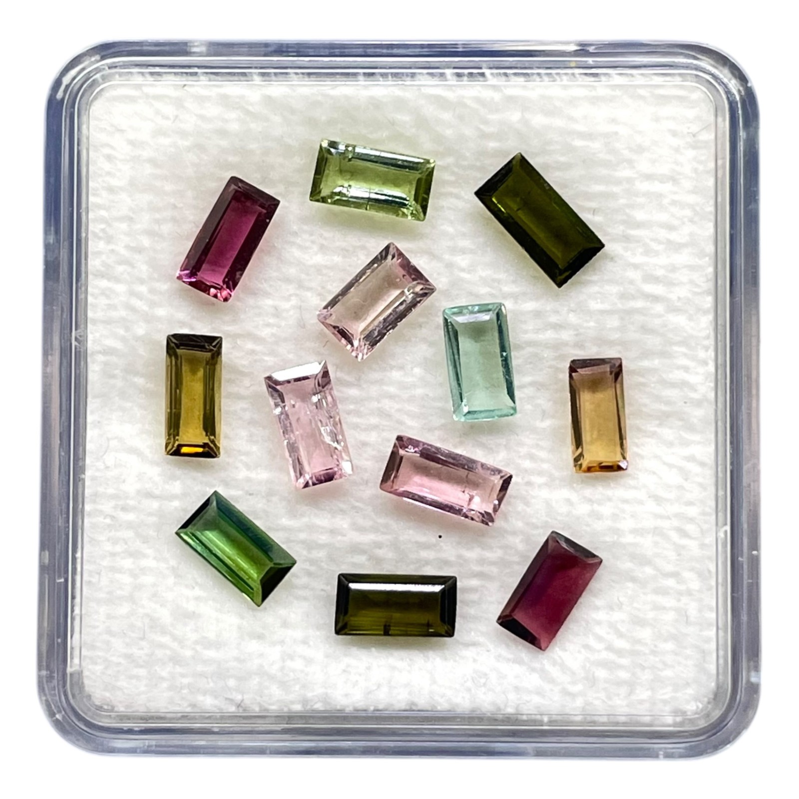 12 Pcs Natural Multi Tourmaline 5.6-6.7mm Baguette Cut Loose Untreated Gemstones