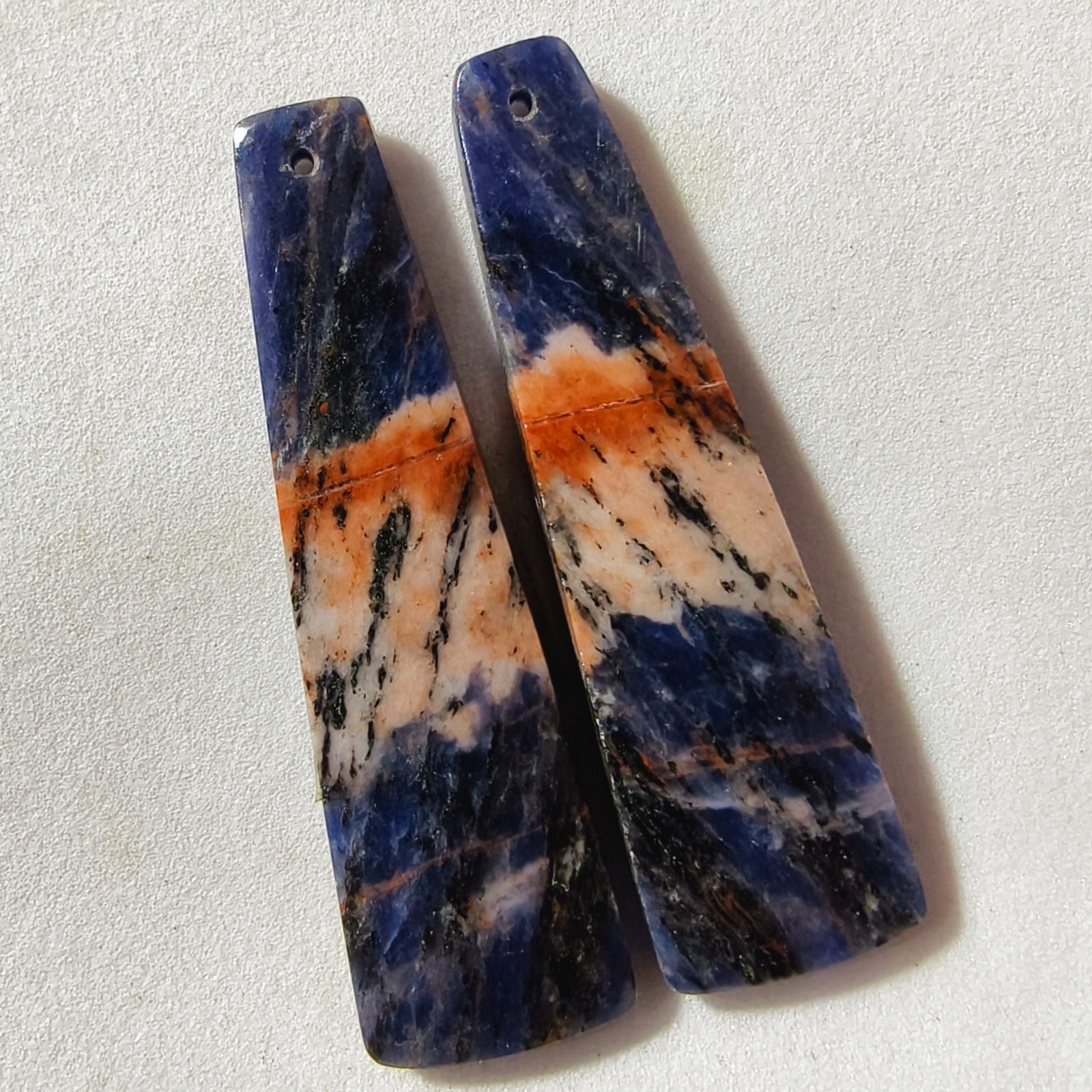 46 Cts Natural Sodalite Drilled Match Pair Cabochon Gemstone 47 X 13.4 MM
