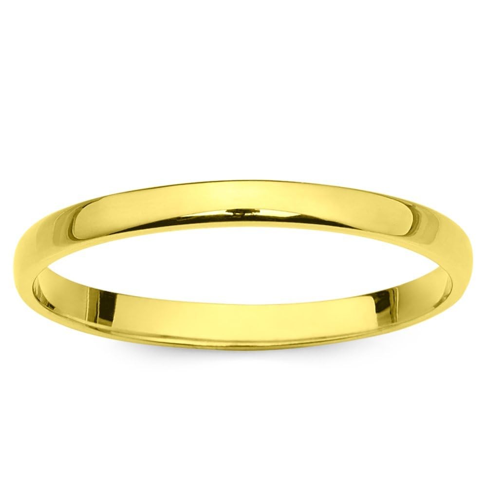 10k Yellow Gold 2mm Light Comfort Fit Plain Wedding Band – Size 10