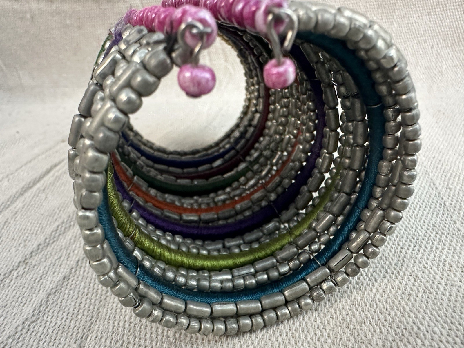 Bohemian Beaded Cuff Bangle ~ 5” Multicolor Bracelet
