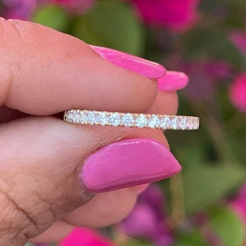 IGI 0.20CT Round Cut EF/VS1 Lab Grown Diamond Half Eternity Band 14k Yellow Gold
