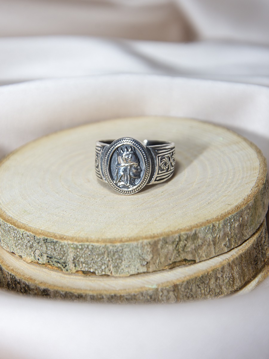 Men’s Silver-Tone Ring – Tigran the Great Armenian King – Adjustable