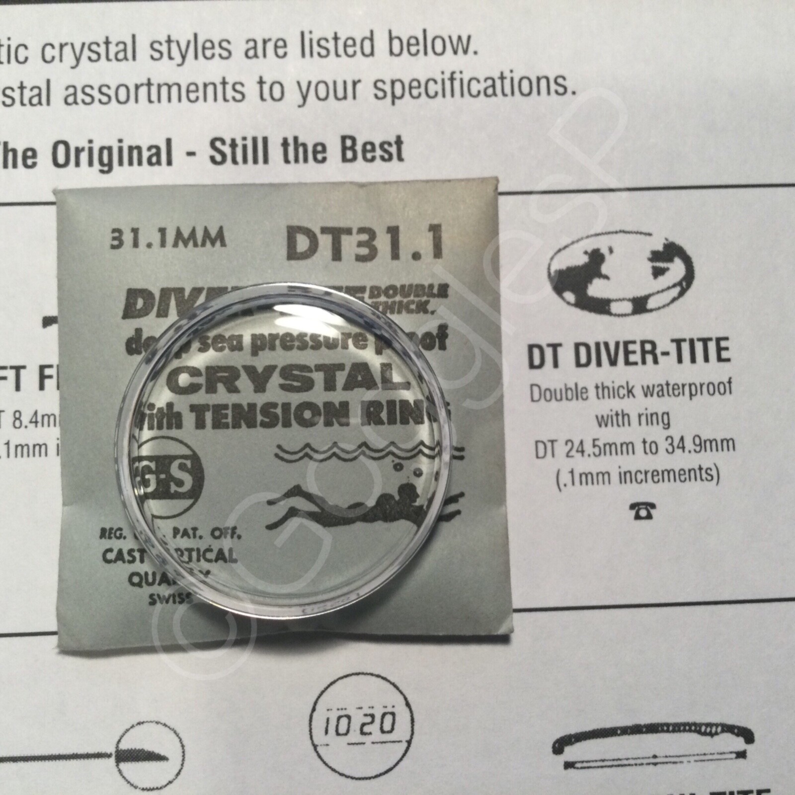 GS Diver-Tite (DT) Watch Crystal Double Thick Waterproof with Tension Ring