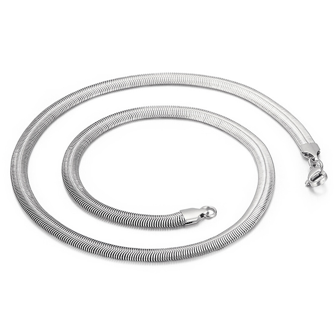 3/4/5/6/8mm New Fashion 316L Stainless Steel Flat Snake Chain Necklace Women Men