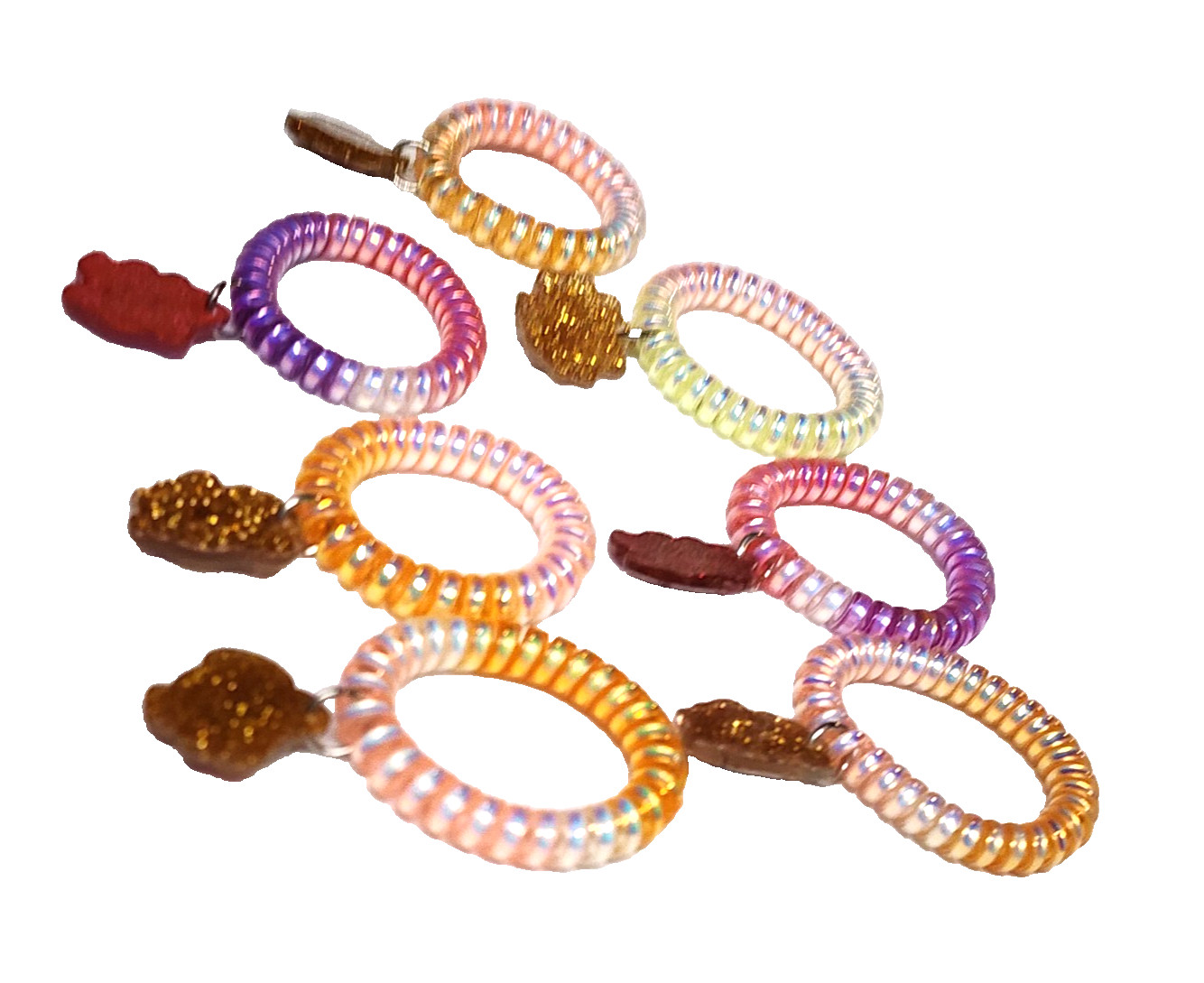 Rainbocorn Multicolor Elastic Stretch Coil Cord Charm Bracelets Lot 7 Unicorn