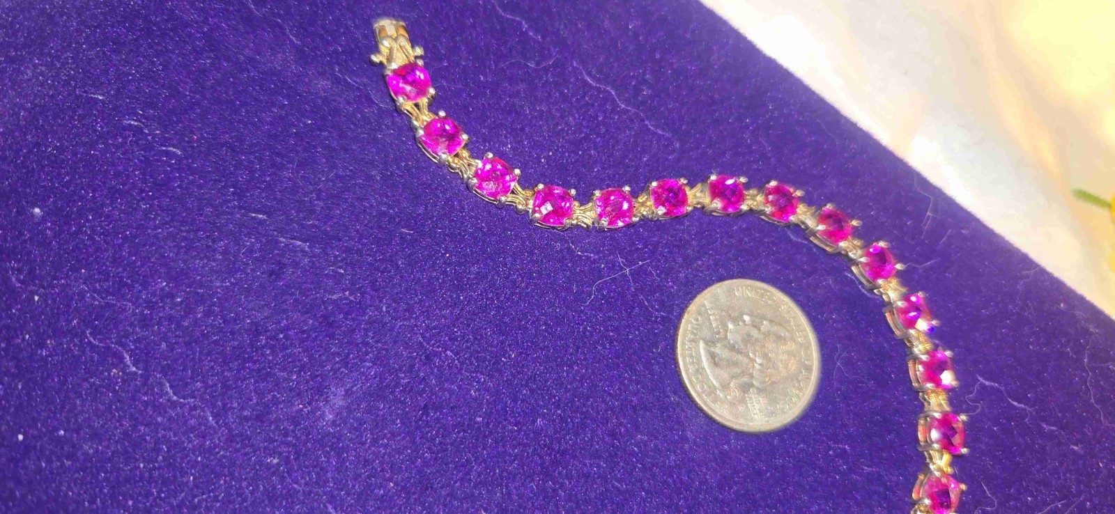 Breathtaking Ruby Jemstones Set In Sterling Tennis Bracelet