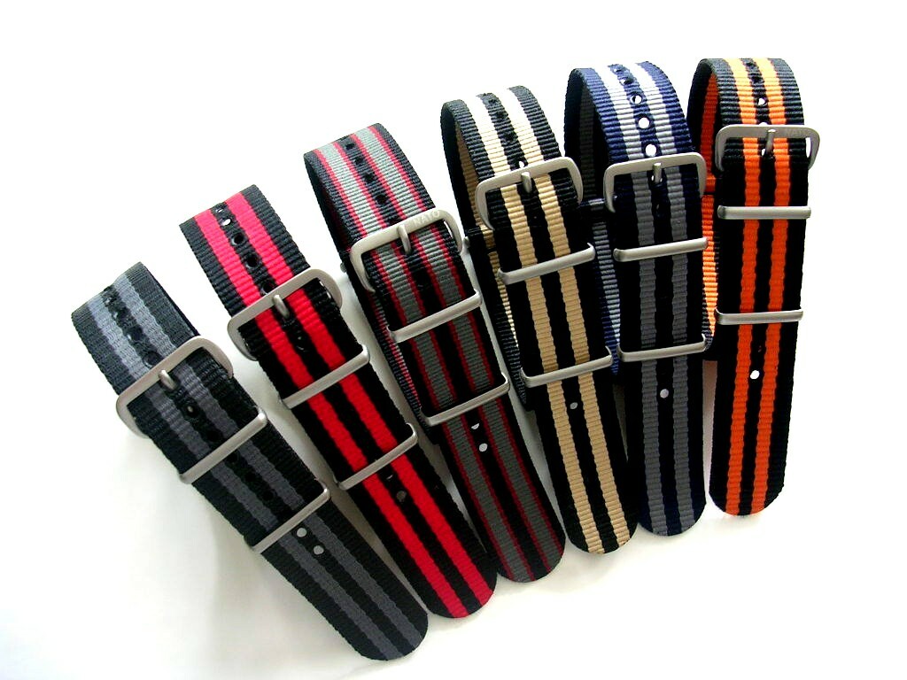 NATO G10 watch band strap Black Red stripe 20mm Premium Nylon RAF Bond IW Suisse