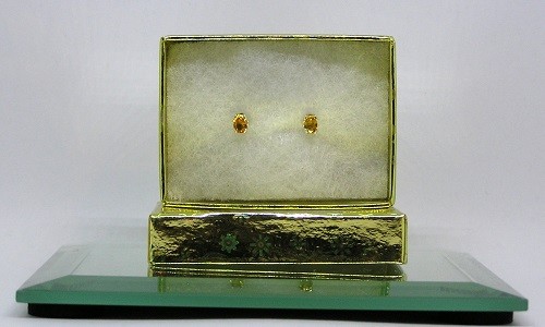 Yellow Sapphire Earrings Set in S/S, 4 X 3 mm Ovals, .50 Carats, Songea Tanzania