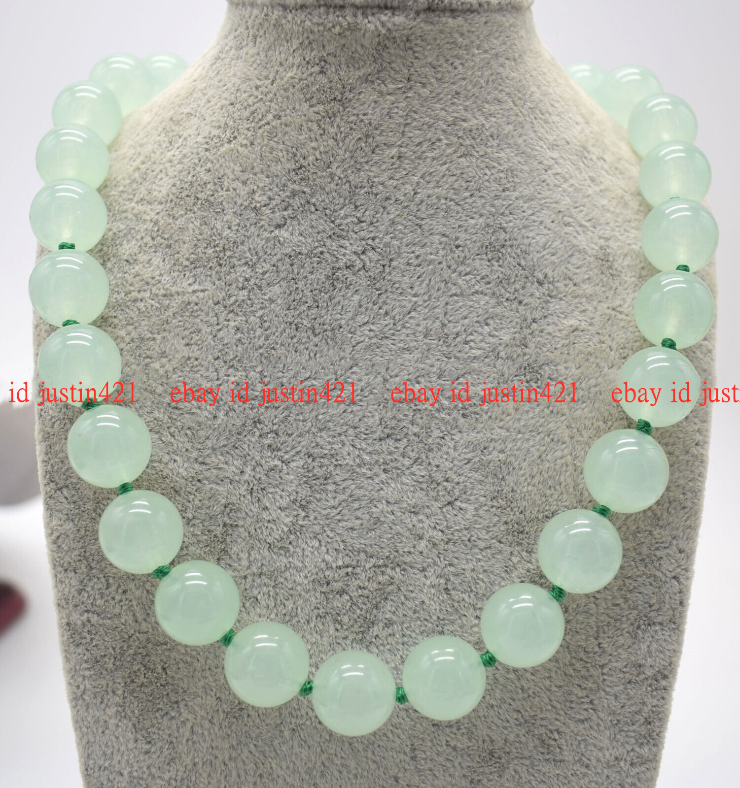 Huge 14mm Natural Light Green Jade Round Gemstone Beads Necklace 16-100″ AAA+