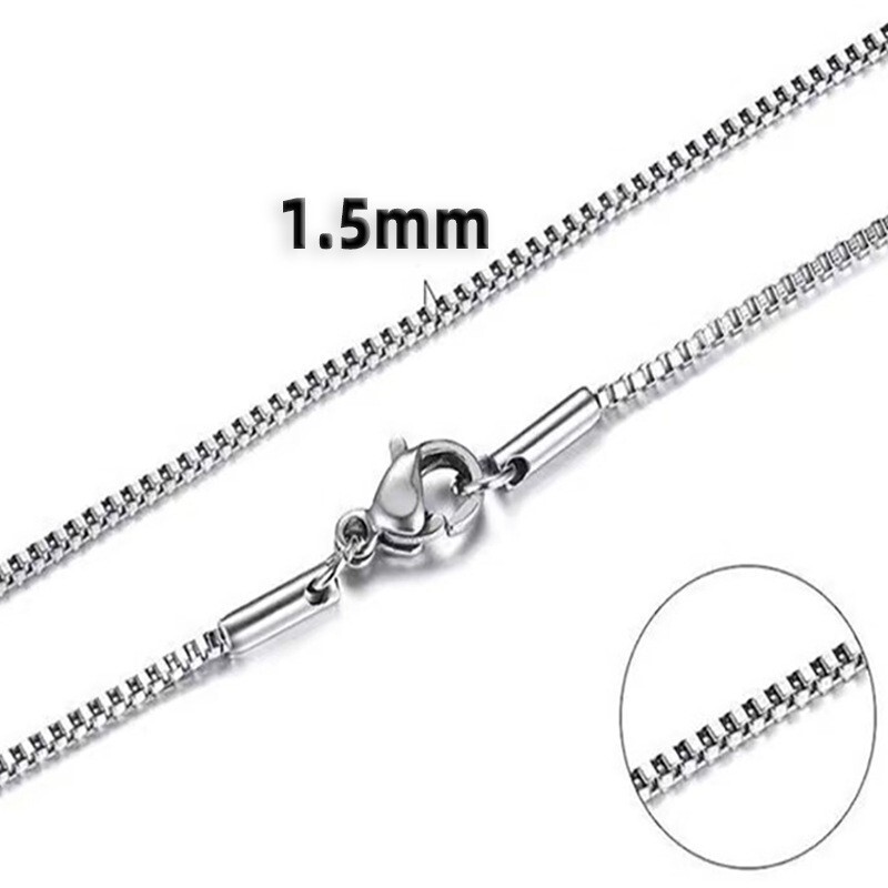 16-40″MEN Stainless Steel 2mm/3mm/4mm/5mm/7mm Silver Smooth Box Chain Necklace