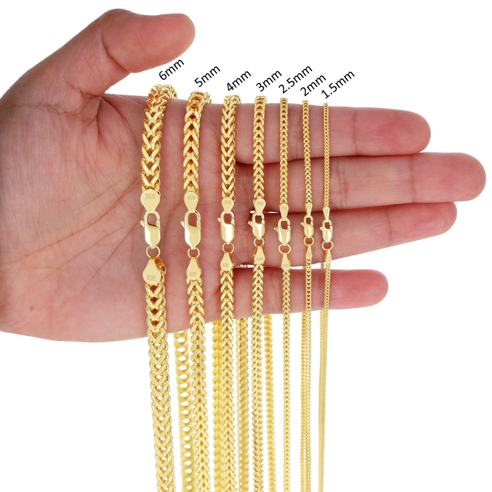 10k Yellow Gold 1.5mm-6mm Franco Box Bracelet Chain Men Women 7″ 7.5″ 8″ 8.5″ 9″