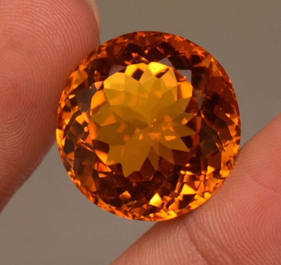 Yellow Citrine Brazilian Natural EGL Certified 100 Ct Round Cut Loose Gemstone