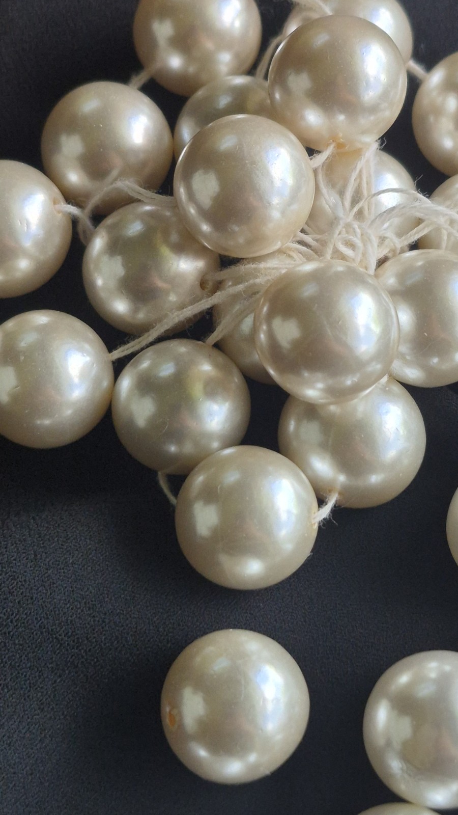 Vintage 15mm High Luster Acrylic Faux Pearl Beads 64pc Original Strand
