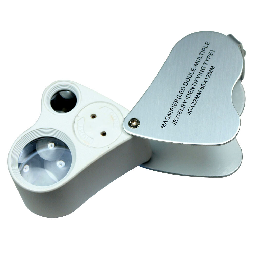 Illuminated 30X – 60X Jewelers Loupe Lighted Magnifier US Free Shipping