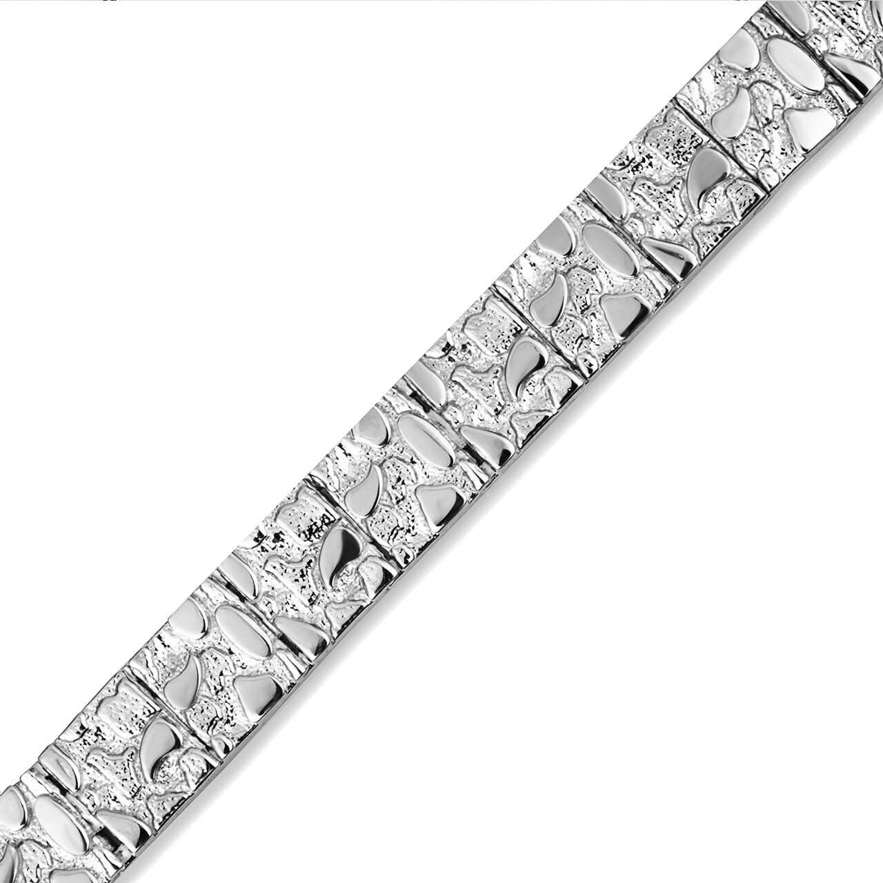 .925 Sterling Silver Textured Nugget Bracelet S/L
