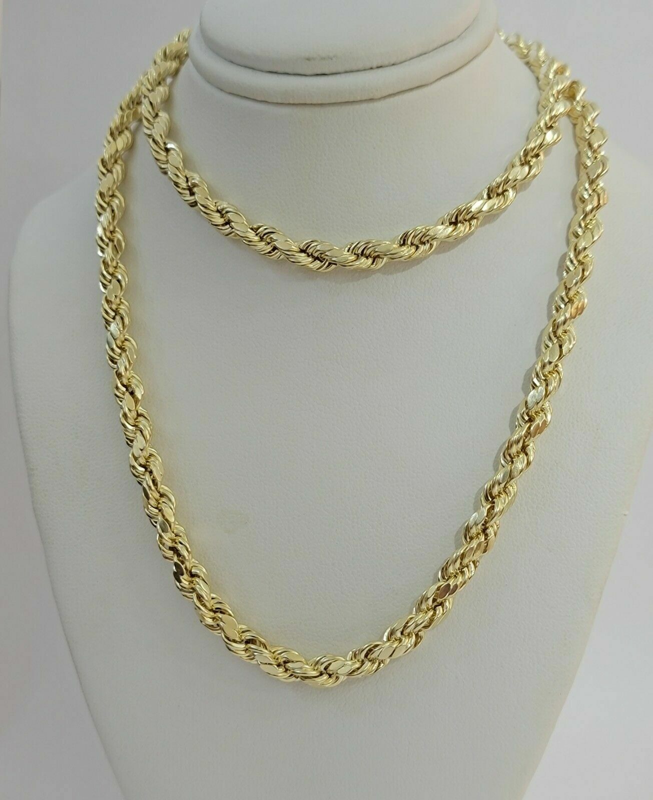 10k Yellow Gold Rope Chain Necklace 18″-30″ Men Women 4mm-10mm Real Gold Sale