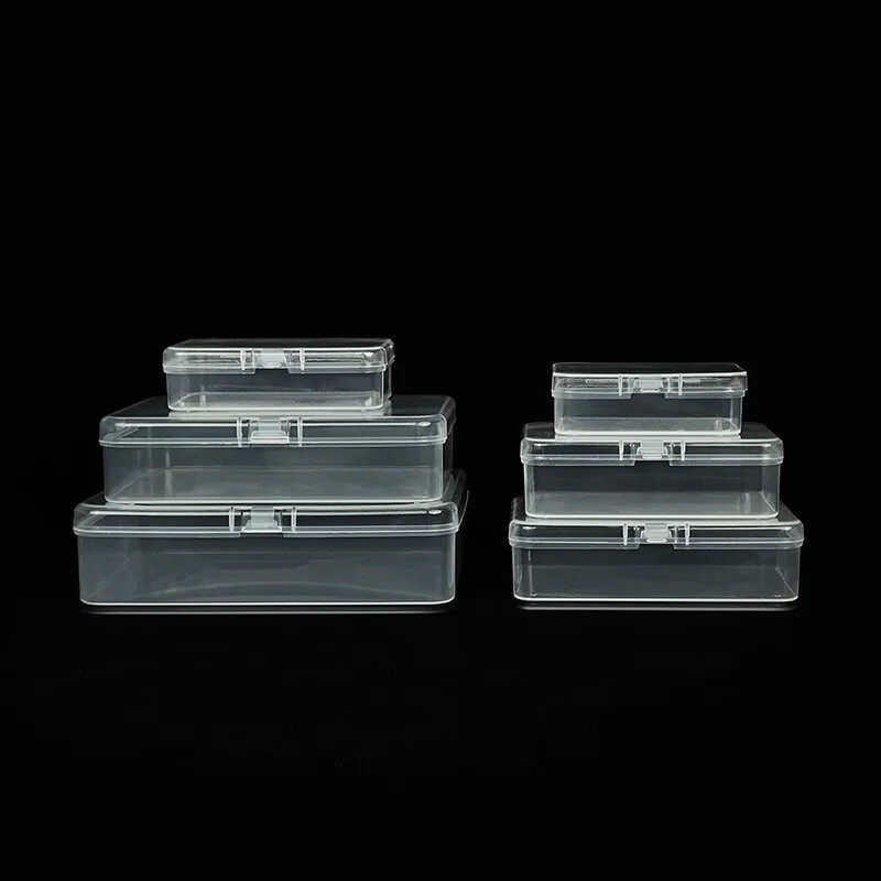 Mini Storage Box Rectangular Plastic Transparent Holder With Lid Container Case