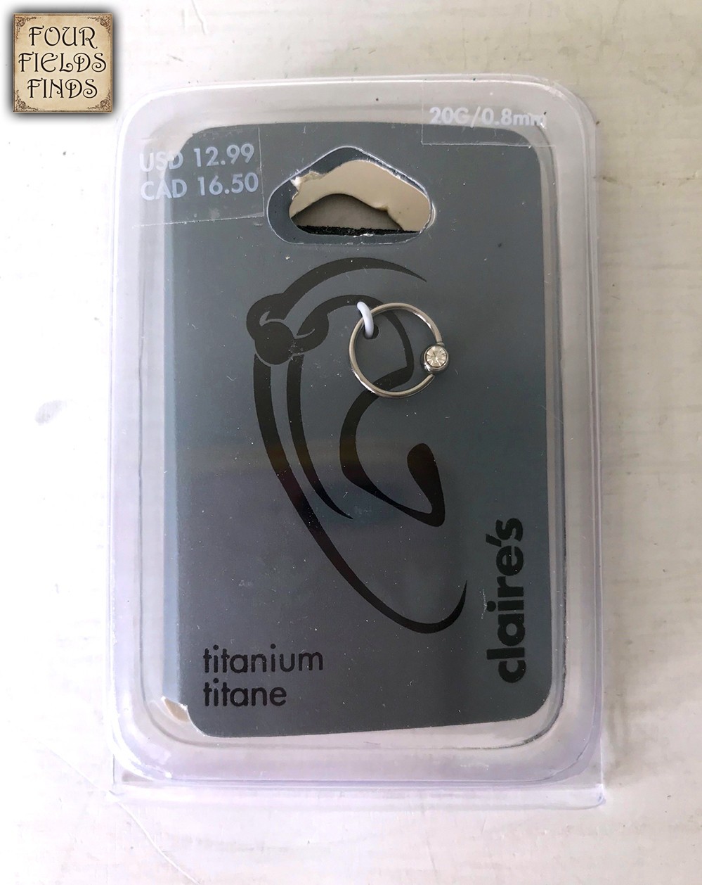 Claire’s 20G/0.8 mm Titanium Ear Hoop, New in Package.