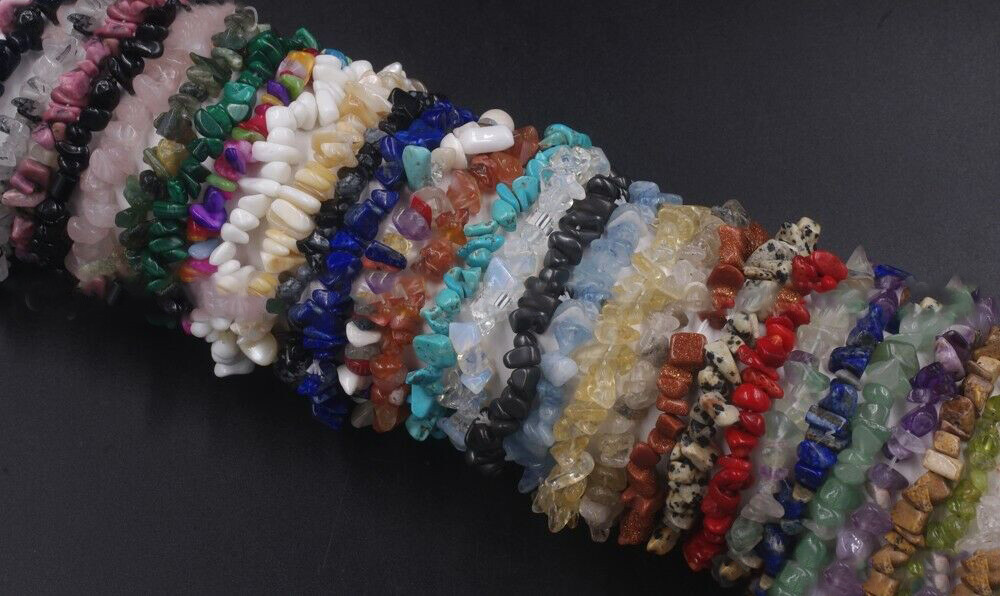 Natural Gemstone 5-8mm Chip Beads Stretchy Bracelet Reiki Chakra Fashion Jewelry