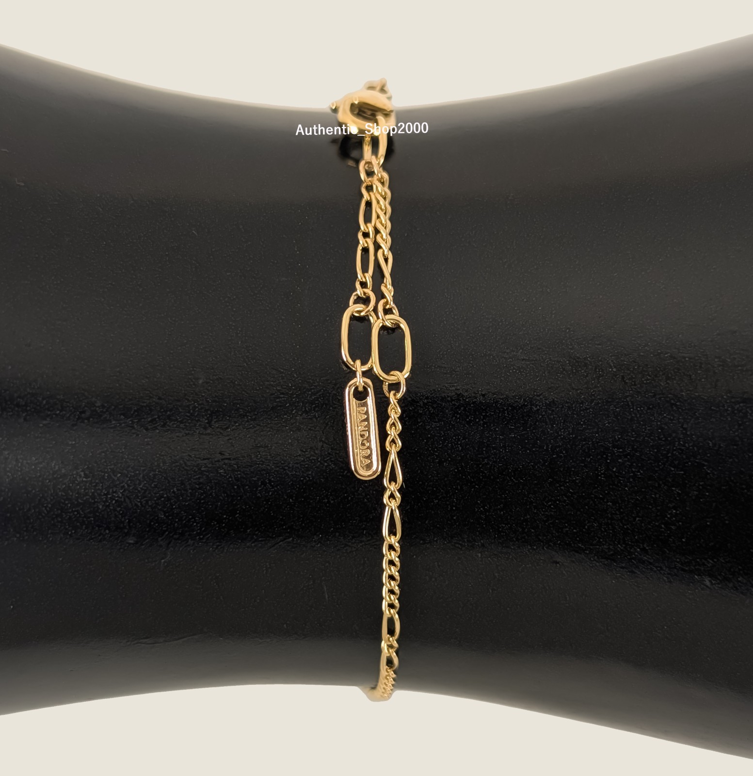 New 100% Genuine 14k Yellow Gold Pandora Era Figaro Chain Bracelet 554448C00