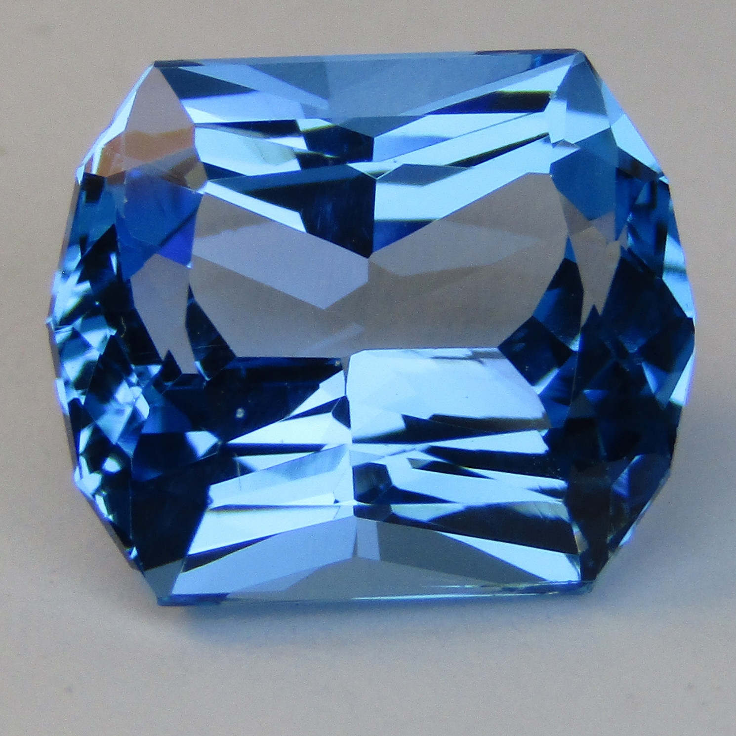 6.55Cts Glorious Natural Swizz Blue Topaz Cushion Custom Cut Brazil Gemstone