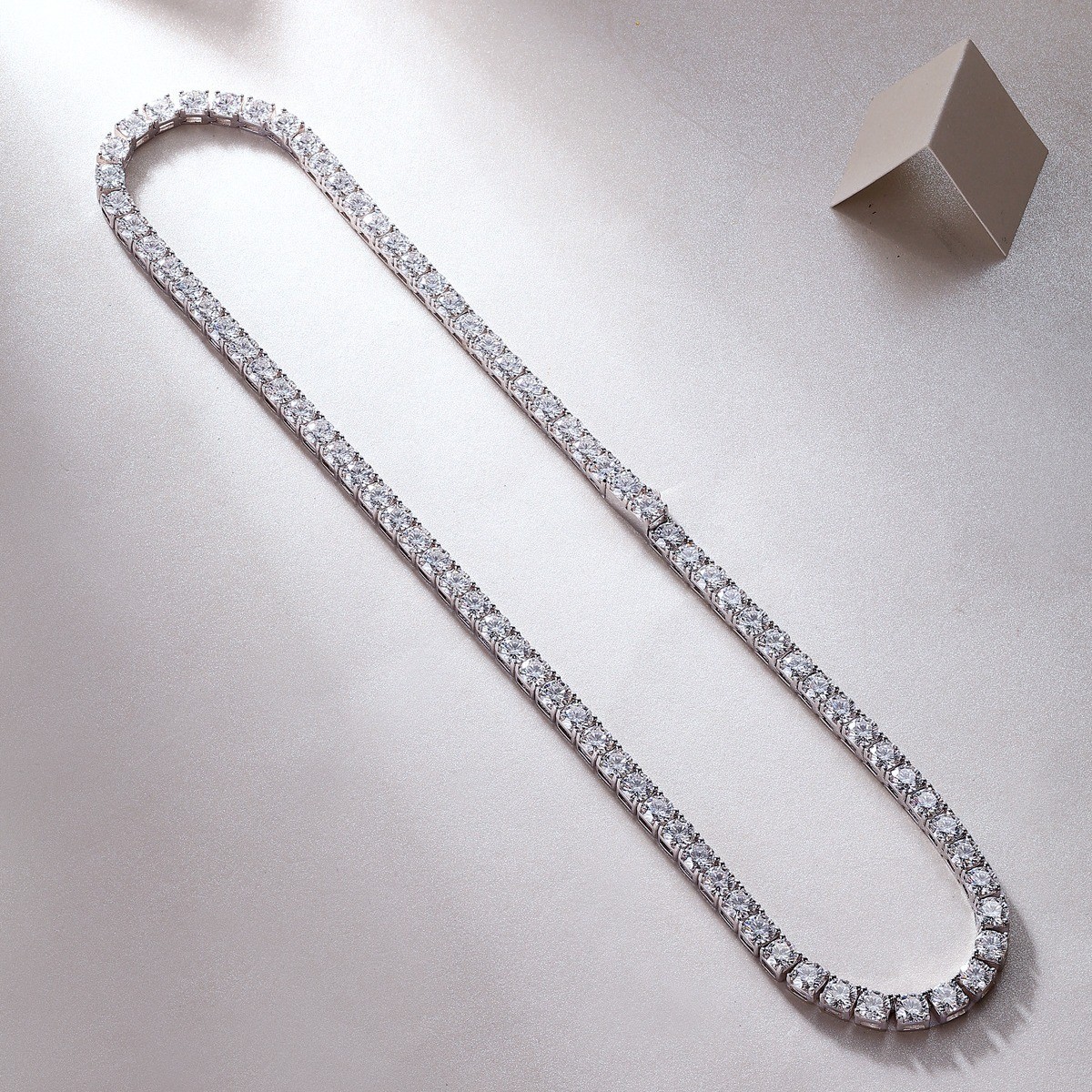 3MM MOISSANITE 925 Silver Tennis Chain Necklace – VVS D Color – Passes Tester