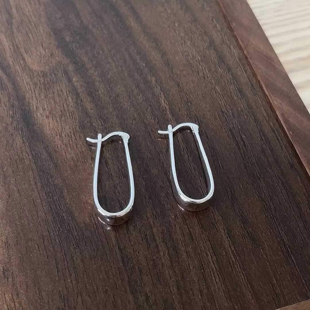 925 Silver Teardrop Hoop Earrings Minimalist Geometric Dangle Earrings A48