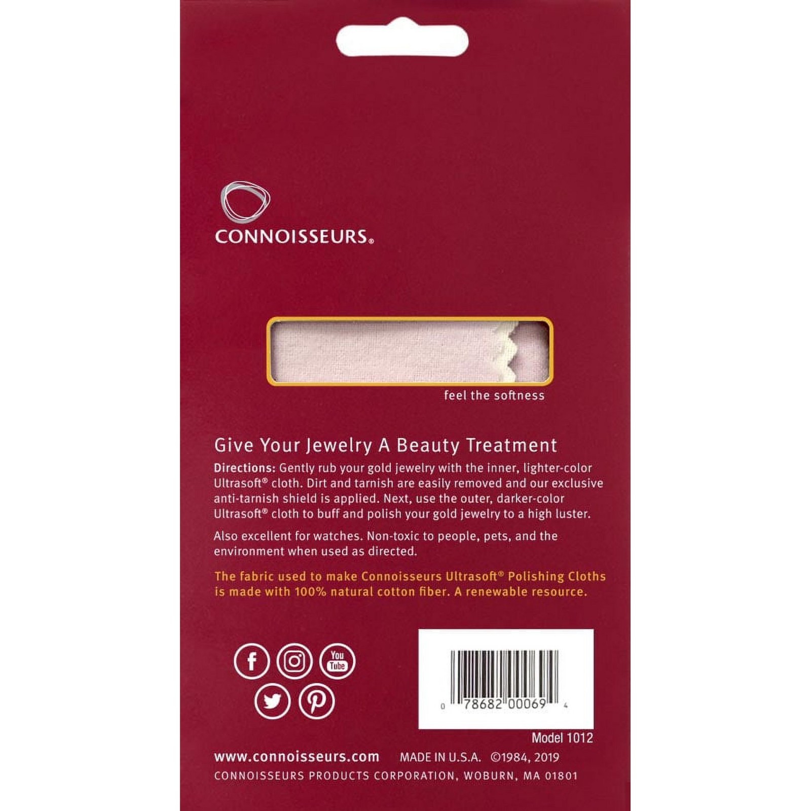 Connoisseurs Gold Jewelry Polishing Cloth Cleans and Polished Gold High Shine