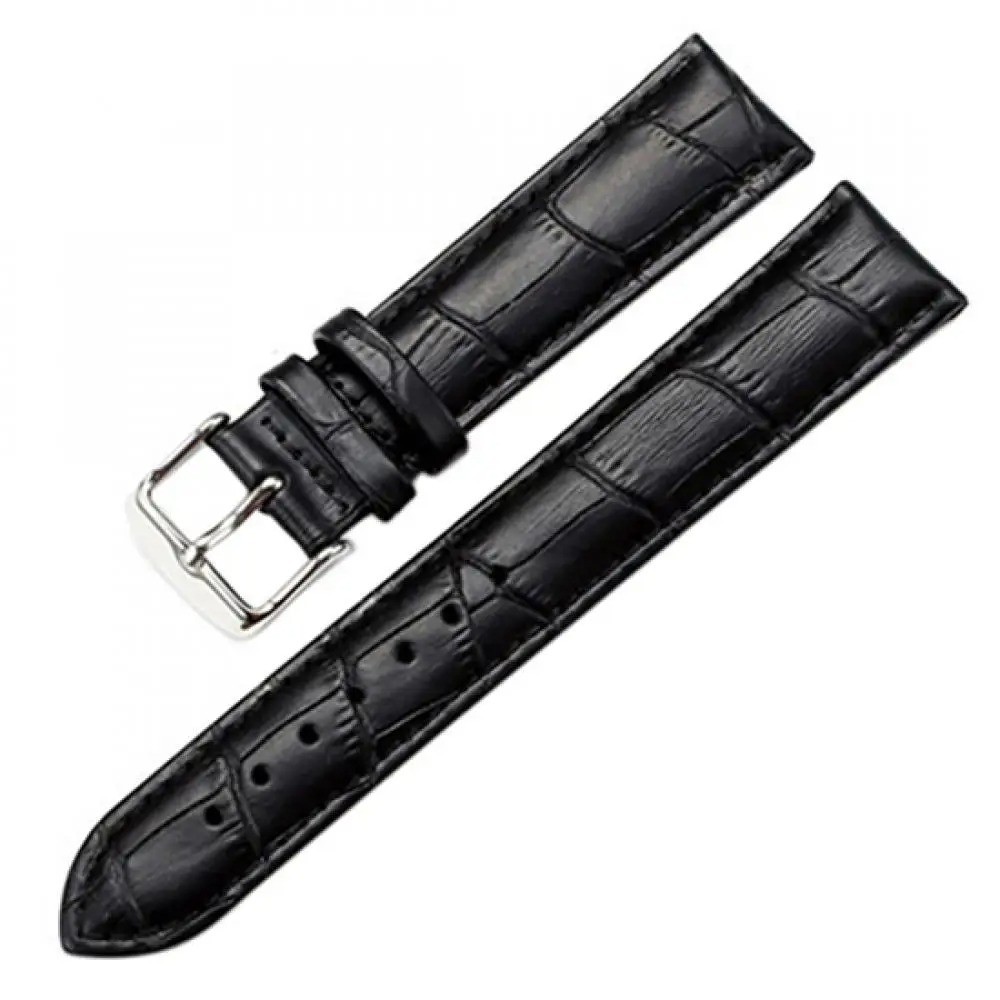 Leather Watchbands Women’s Genuine Leather Watchband Buckle Band Black Brown Whi