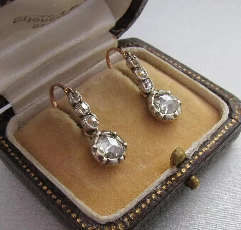Art Deco Style Round Lab Created Diamond Anniversary 14K White Gold FN Earrings