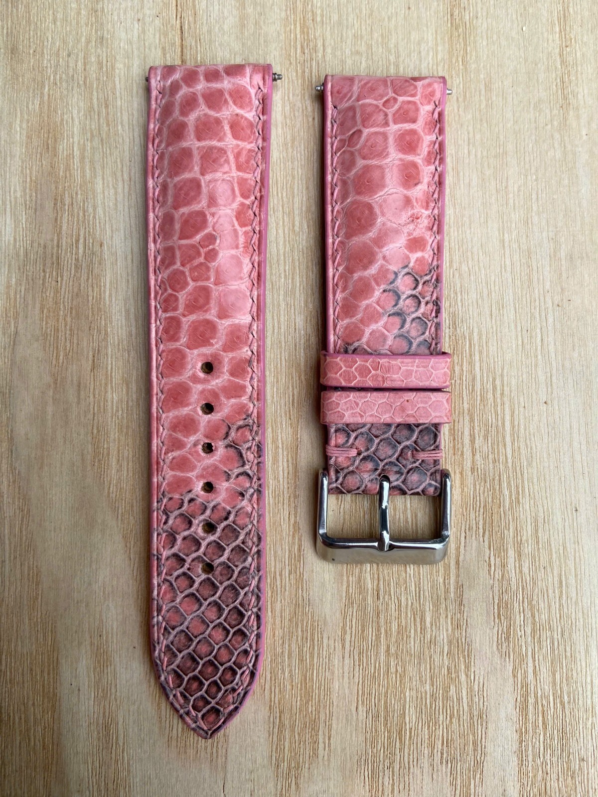 Pink Snake Leather Watch Strap Band, Size 16mm 18mm 20mm 21mm 22mm 24mm 26mm