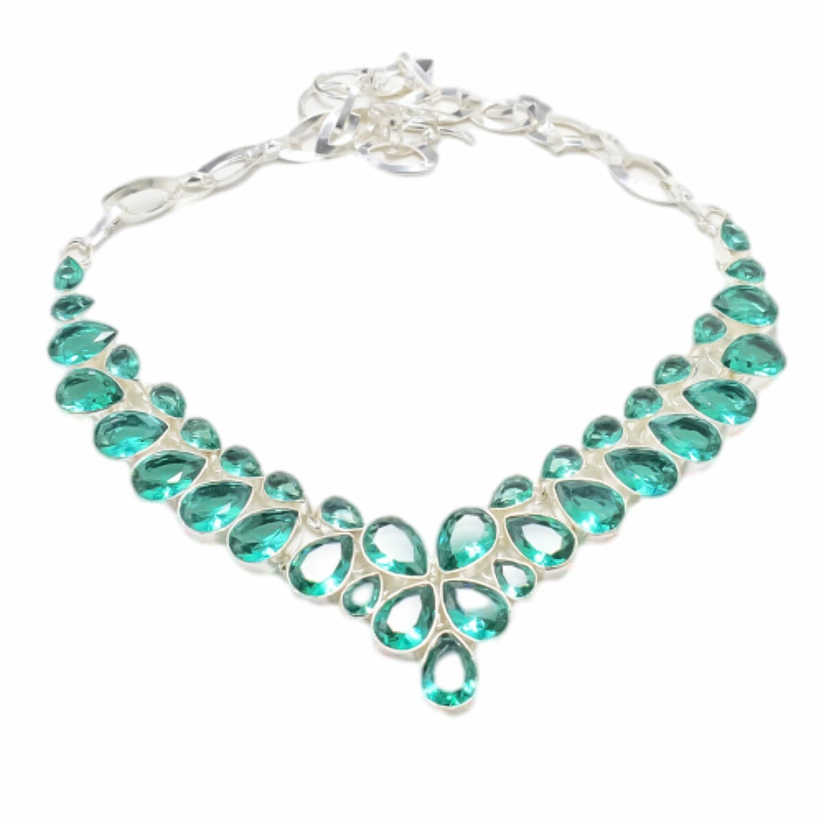 Paraiba Tourmaline Gemstone 925 Sterling Silver Jewelry Necklace Size-17-18″