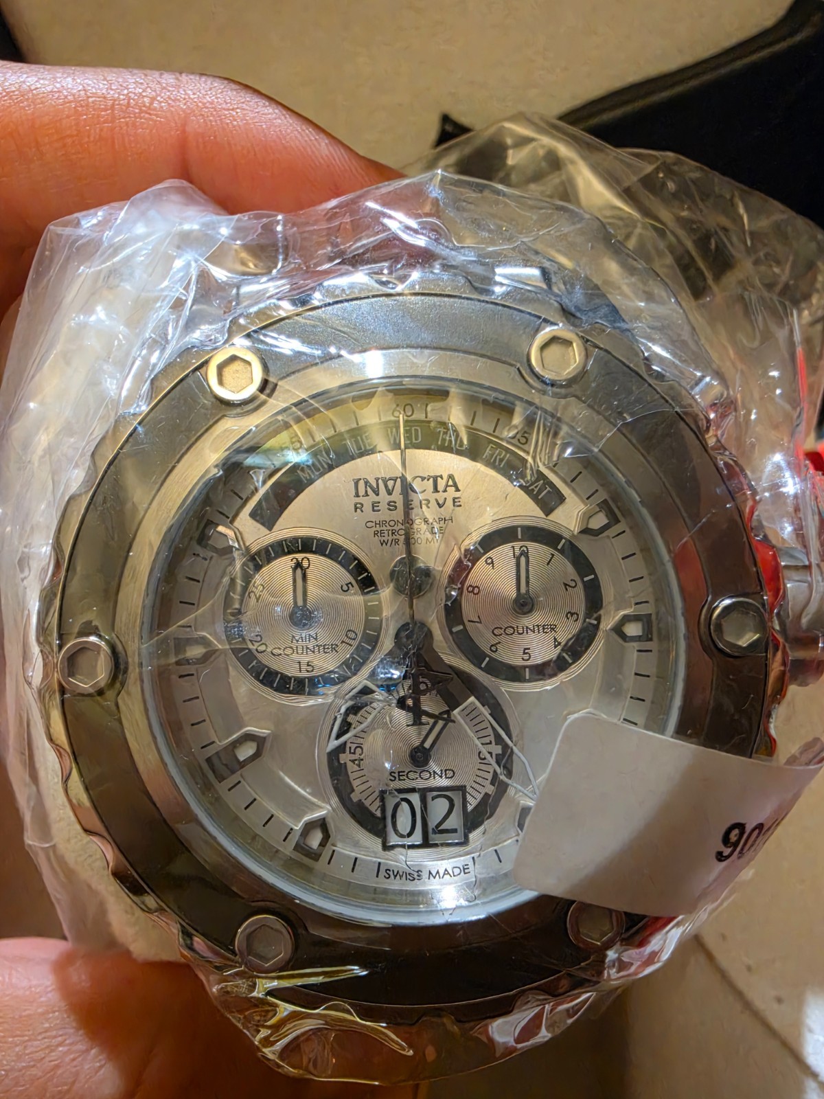 INVICTA RESERVE 90118 SWISS MADE DAY RETROGRADE CHRONOGRAPH W/R 500 MT STAINLESS