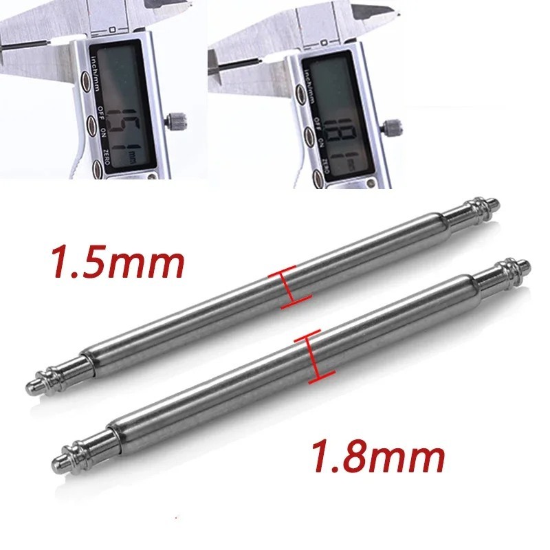 10 pcs Watch Spring Bar Pins Watchband Stainless Steel -Diameter 1.5mm or 1.8mm
