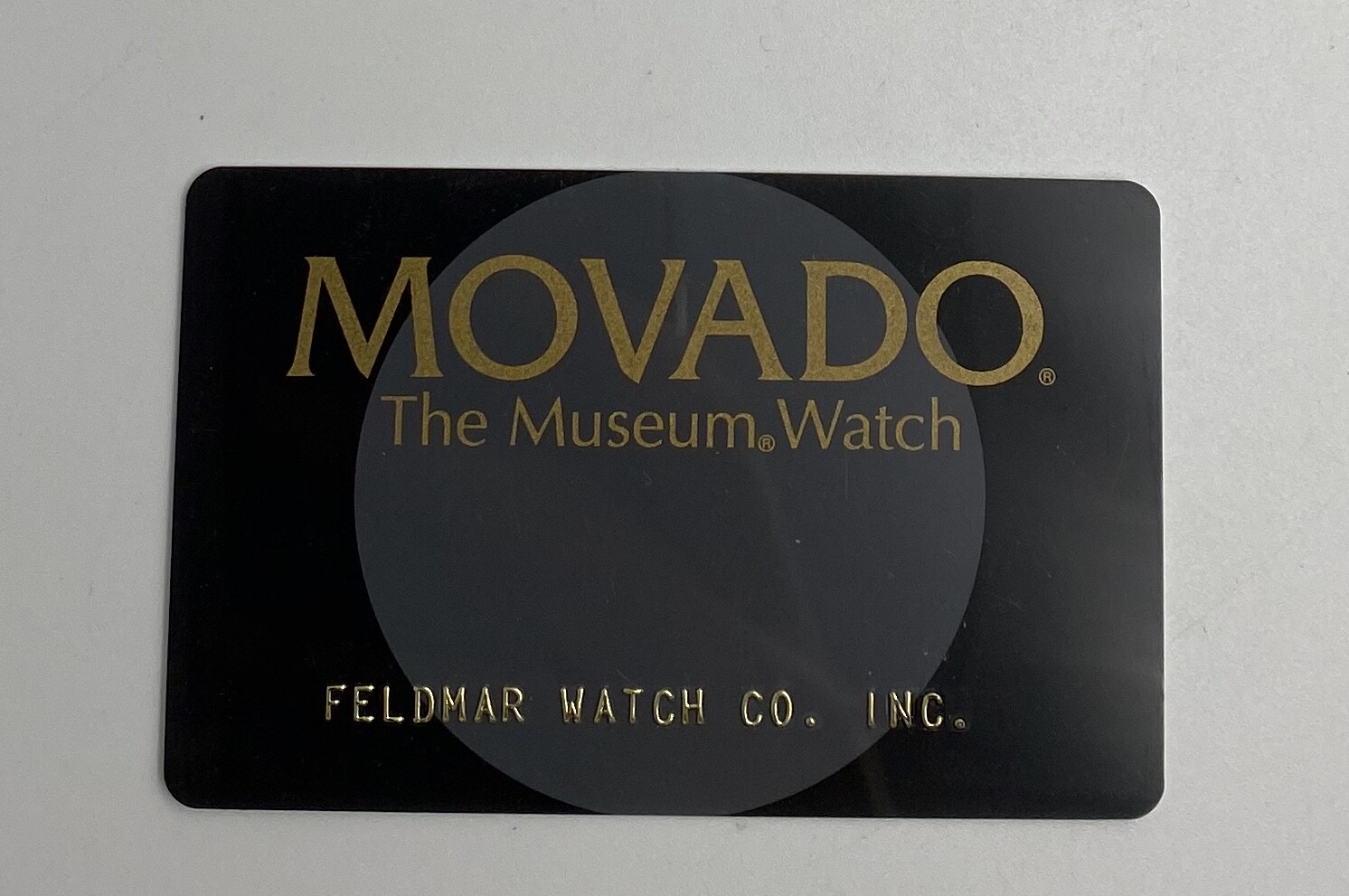 Movado One Year International Watch Warranty Blank Card